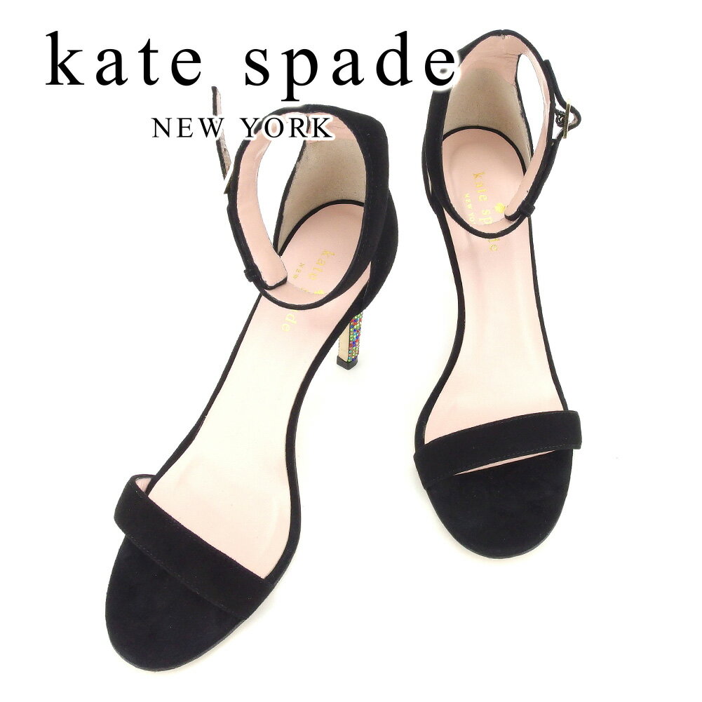 【スプリングセール30％OFF】ケイト スペード kate spade サンダル シューズ 靴 レディース #7 ブラック スエード 【ケイト・スペード】 T7283 【中古】