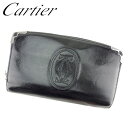 【春の大感謝祭 30％OFF】カルティエ 長財布 ラウンドファスナー マストライン ブラック レザー Cartier 【カルティエ】 t7625s 【中古】