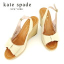 【春の大感謝祭 30％OFF】ケイト スペード kate spade サンダル シューズ 靴 レディース ♯6ハーフM ウェッジソール ベージュ ゴールド系 キャンバス×ジュート×レザー 【ケイト・スペード】 T7796 【中古】