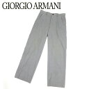 【春の大感謝祭 30％OFF】ジョルジオ アルマーニ GIORGIO ARMANI パンツ セミワイド メンズ ♯46サイズ グレー 灰色 ブラック ウールWO 95%スパンデックスSPANDEX 5% 【ジョルジオ アルマーニ】 B971 【中古】