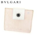 【スプリングセール】ブルガリ Wホック 財布 二つ折り 財布 ロゴマニア ホワイト 白 ピンク キャンバス×レザー BVLGARI 【ブルガリ】 c3171s ...