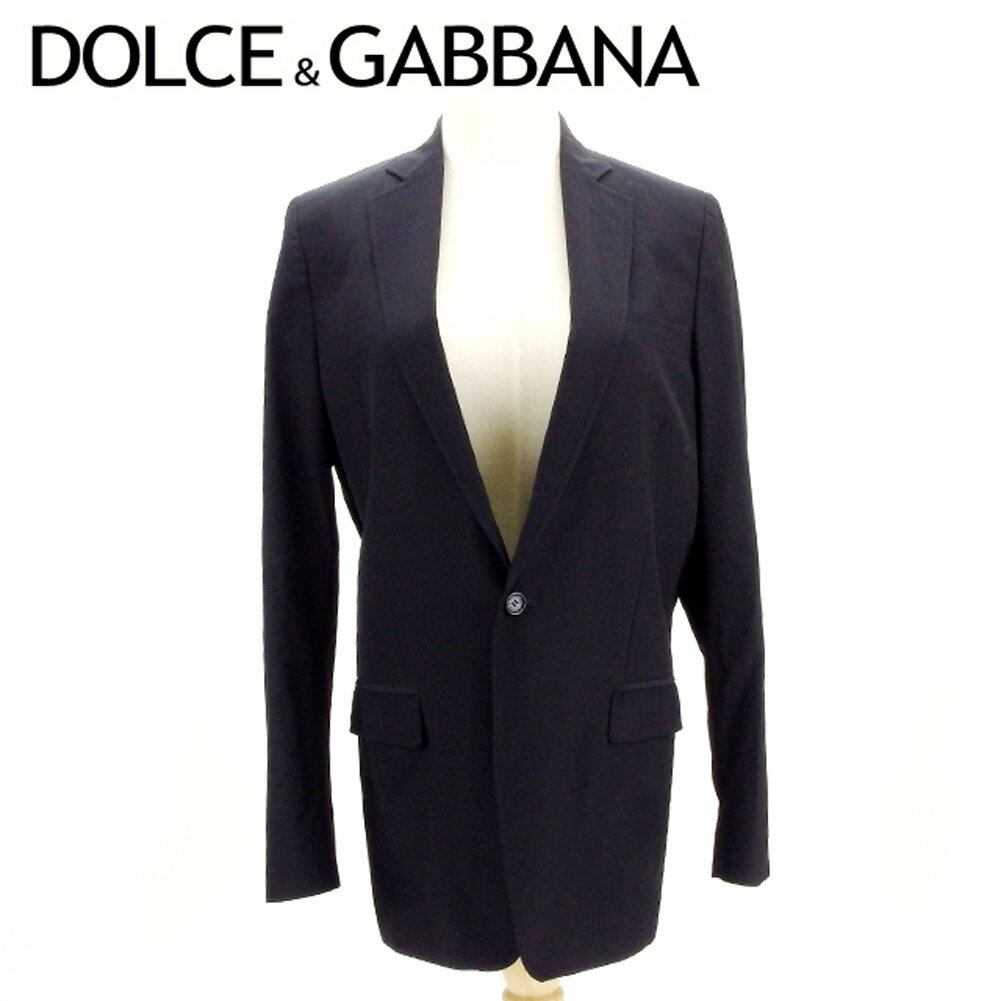 【冬のTHEセール 30%OFF】ドルチェ&ガッバーナ DOLCE&GABBANA ジャケット 1ツボタン メンズ ♯44サイズ ドルガバ ブラック ウールWO 80%ナイロンNY 20% 裏地付き 【ドルチェ&ガッバーナ】 D1916 【中古】