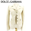 【冬のTHEセール 30%OFF】ドルチェ&ガッバーナ DOLCE&GABBANA ジャケット カジュアル レディース ♯XSサイズ ドルガバ ベージュ ゴールド コットンCO 98%エラスタンEA 2% 【ドルチェ&ガッバーナ】 P729 【中古】