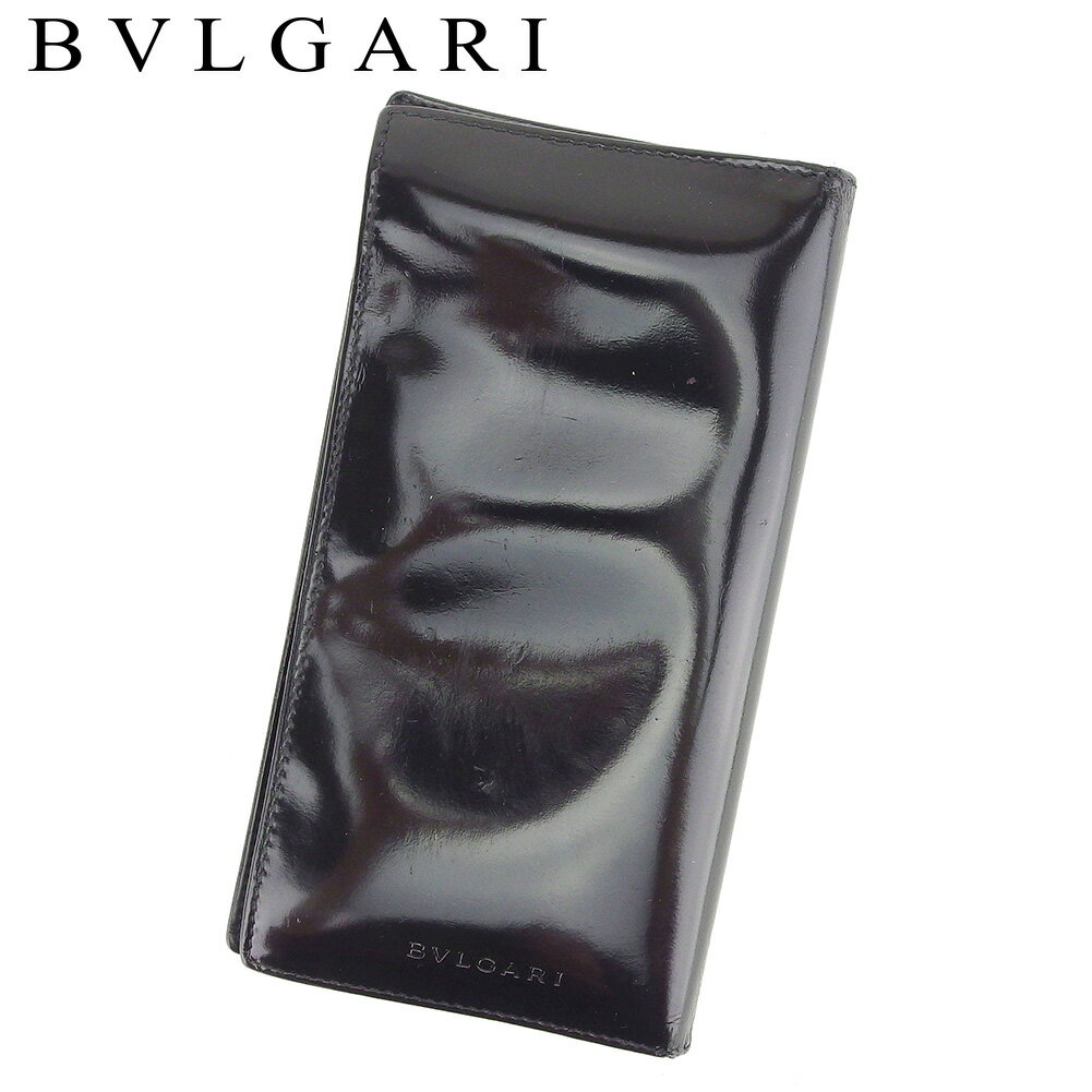 【スプリングセール30％OFF】ブルガリ BVLGARI 長札入れ 札入れ メンズ ブラック レザー 【ブルガリ】 T7433 【中古】