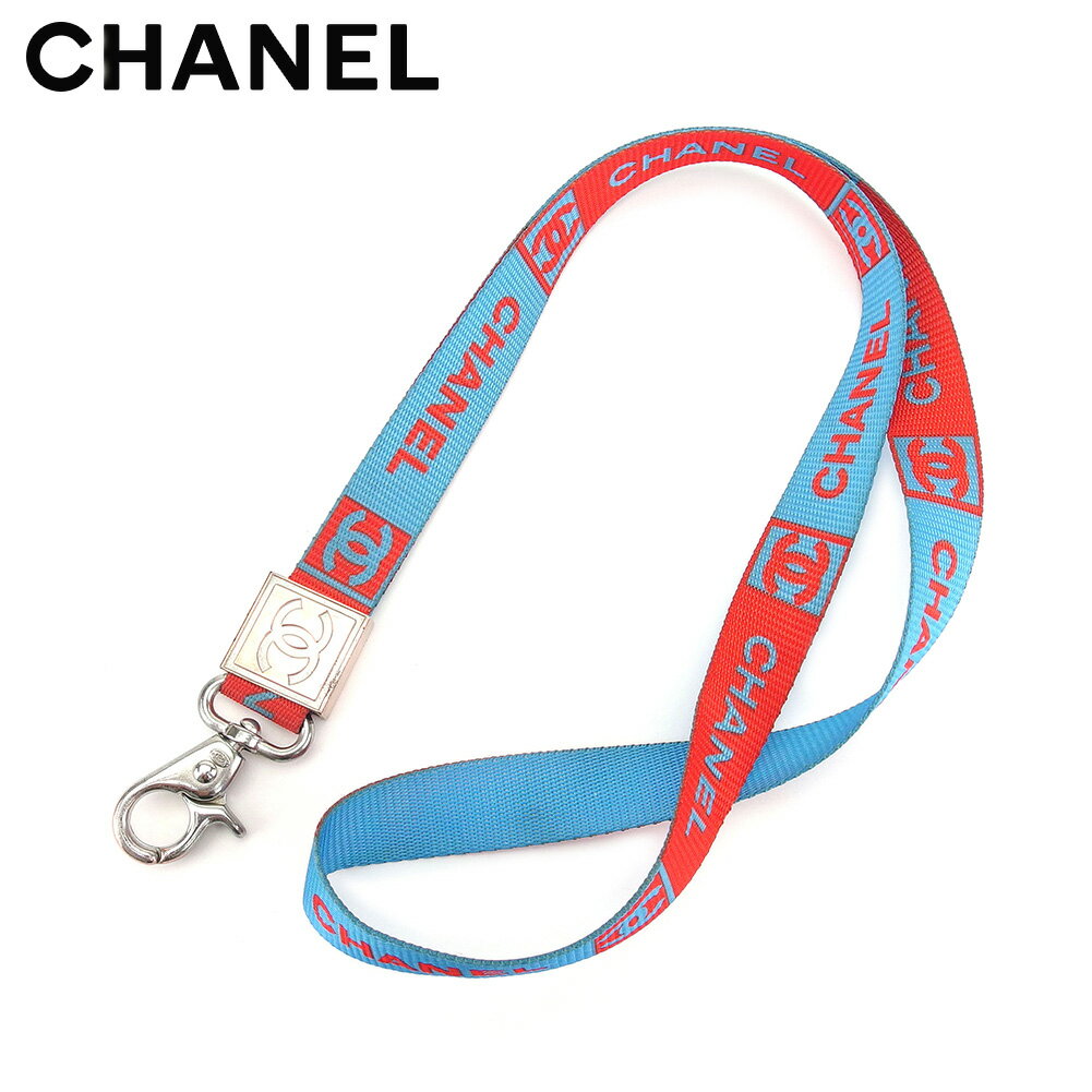 【春の大感謝祭 30％OFF】シャネル CHANEL ネックストラップ レディース メンズ 可 レッド ブルー ナイロン 【シャネル】 T7452 【中古】