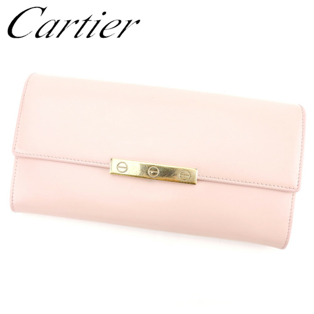 カルティエ 長財布 ファスナー付き 財布 ラブコレクション ピンク ゴールド レザー Cartier  t7492s 