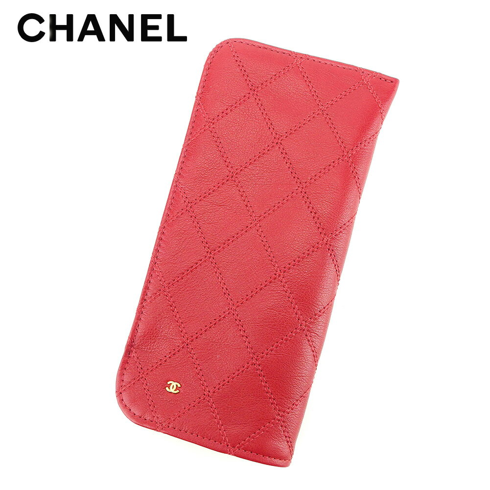 【スプリングセール30％OFF】シャネル CHANEL メガネケース オールドシャネル レディース メンズ 可 レッド レザー 【シャネル】 T7668 【中古】