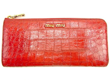 【中古】 ミュウミュウ miu miu 長財布 L字ファスナー レッド レディース メンズ ユニセックス エナメルレザー サイフ 小物 ブランド 人気 贈り物 迅速発送 在庫処分 男性 女性 良品 春 1点物 T12787