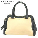 【春の大感謝祭 30％OFF】ケイト スペード ハンドバッグ バック ミニボストンバッグ バック ベージュ ブラック レザー kate spade 【ケイト・スペード】 e1313s 【中古】