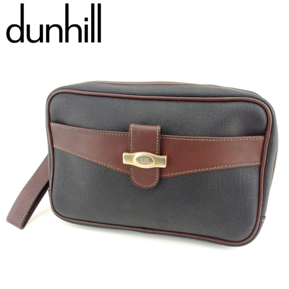 【スプリングセール30％OFF】ダンヒル クラッチバッグ バック セカンドバッグ バック ブラック ブラウン PVC×レザー dunhill セカンドバッグ バック ファッション 収納バッグ バック 【ダンヒル】 G1300 【中古】