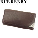 【春の大感謝祭 30％OFF】バーバリー BURBERRY キーケース 4連キーケース メンズ ブラウン ブラック レザー 【バーバリー】 Q463 【中古】