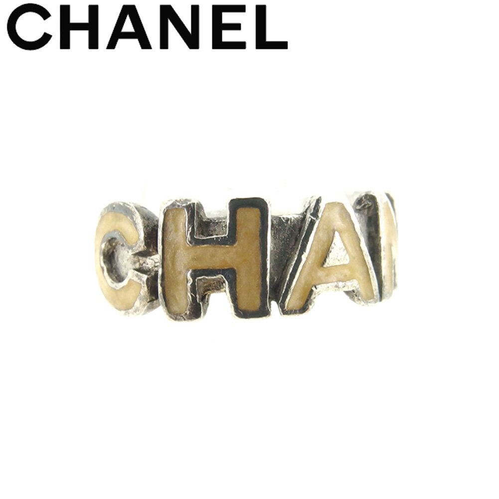 【スプリングセール】シャネル CHANEL 指輪 リング アクセサリー レディース メンズ ♯11~11.5号 オールドシャネル シルバー ベージュ ブラック シルバー金具 【シャネル】 Q467 【中古】