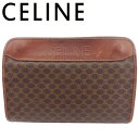 【スプリングセール】【中古】 セリーヌ クラッチバッグ セカンドバッグ マカダム ブラウン×ベージュ PVC×レザー CELINE A2022