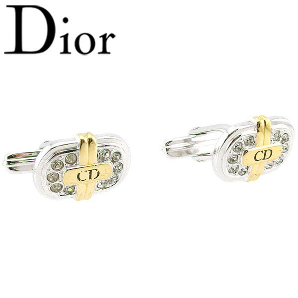 【楽天スーパーSALE 最大50%OFF】【中古】 クリスチャン ディオール カフス カフスボタン シルバー×ゴールド シルバー・ゴールドメッキクリスタルライン...