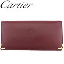 【スプリングセール】【中古】 カルティエ 長財布 ファスナー付き 長財布 マストライン ボルドー×ゴールド レザー Cartier T24072