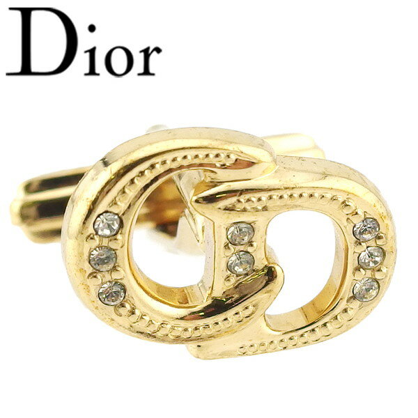【楽天スーパーSALE 最大50%OFF】【中古】 クリスチャン ディオール カフス カフスボタン ラインストーン ゴールドメッキクリスタルラインストーン Ch...