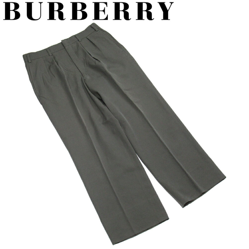 【冬のTHEセール 30%OFF】バーバリー パンツ ボトムス メンズ スラックス センタープレス グレー 灰色 ウール 毛 BURBERRY a1908s 【中古】