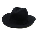 【中古】 ローズバッド 帽子 フェルトハット レディース リボン付き 中折れ帽 ブラック系 毛 ウール ROSE BUD T22799