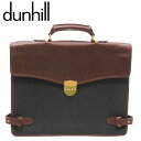 【中古】 ダンヒル ビジネスバッグ ブリーフケース メンズ ダイヤルロック ヘリンボーン ブラック ブラウン ゴールド PVC×レザー dunhill T23589(4)