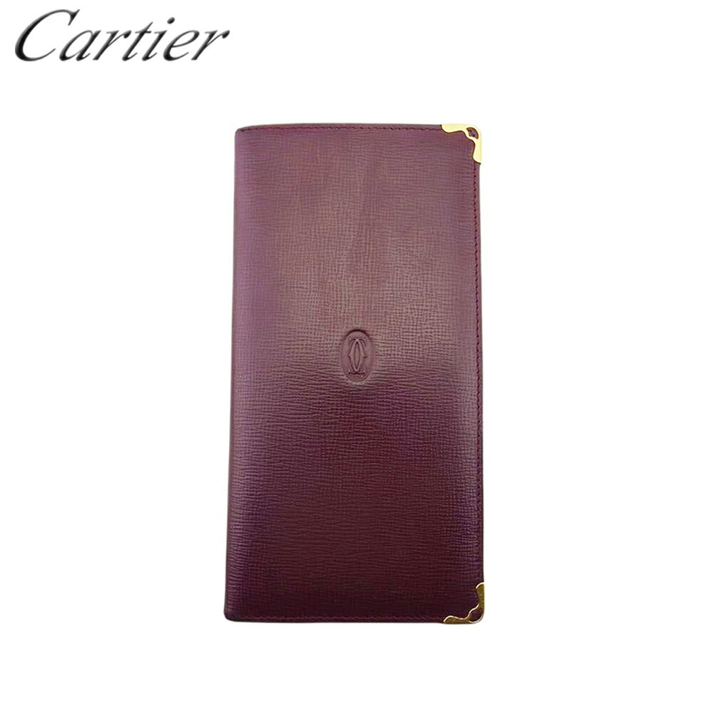 【スプリングセール】【中古】 カルティエ 長札入れ 札入れ レディース メンズ マストライン ボルドー ゴールド レザー Cartier T21776