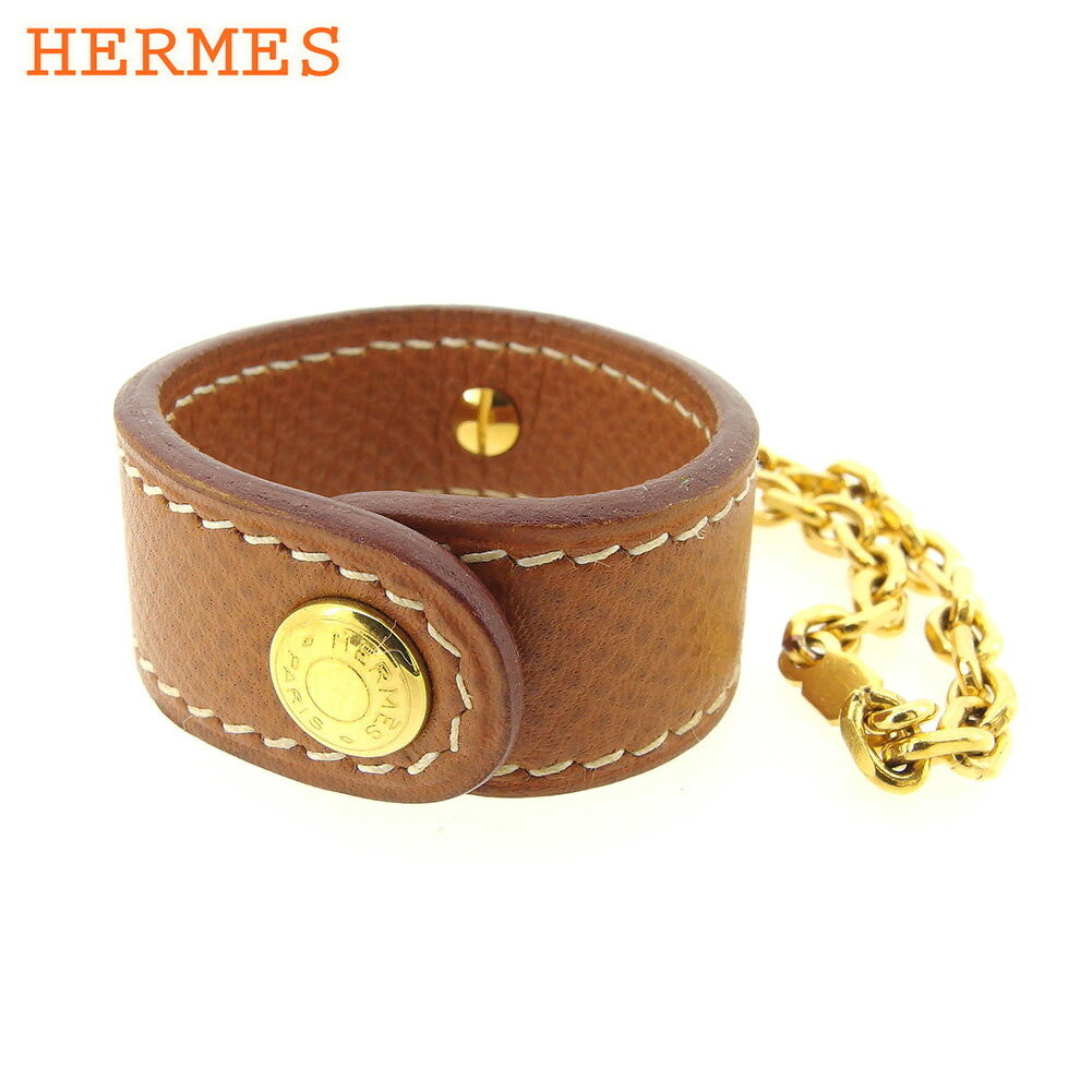 【スプリングセール30％OFF】エルメス HERMES グローブホルダー チャーム レディース メンズ ブラウン ゴールド レザー×ゴールド素材 【エルメス】 T13863 【中古】