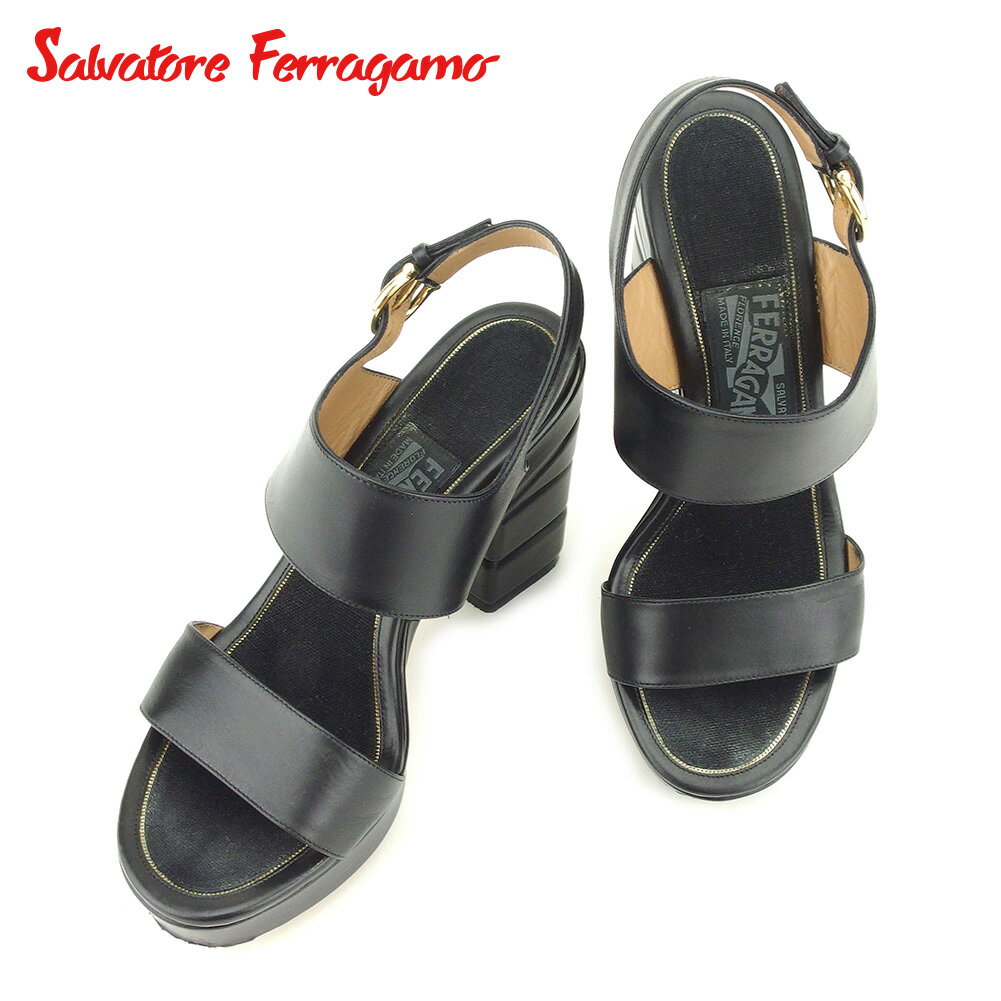 【スプリングセール30％OFF】サルヴァトーレ フェラガモ Salvatore Ferragamo サンダル シューズ 靴 レディース #3ハーフ ブラック レザー 【フェラガモ】 T11235 【中古】