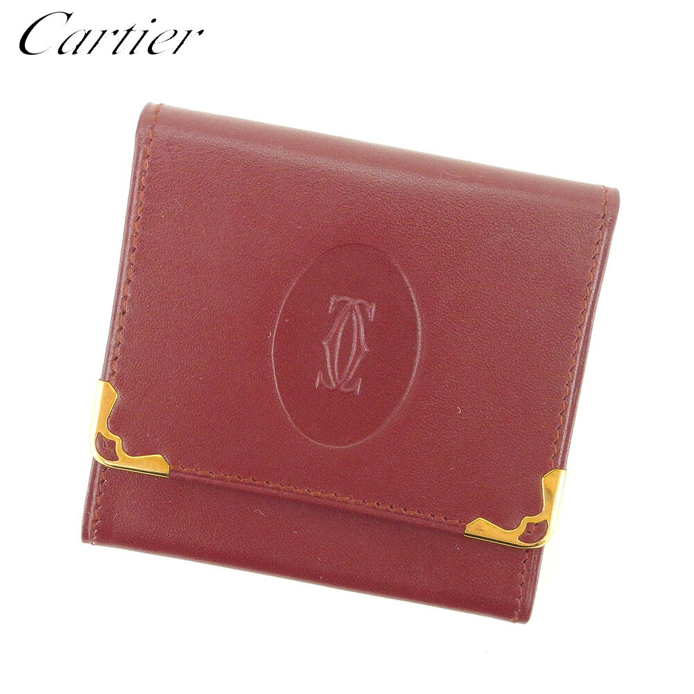 【スプリングセール30％OFF】カルティエ Cartier コインケース ケース 小銭入れ レディース メンズ ボルドー レザー 【カルティエ】 T16075 【中古】