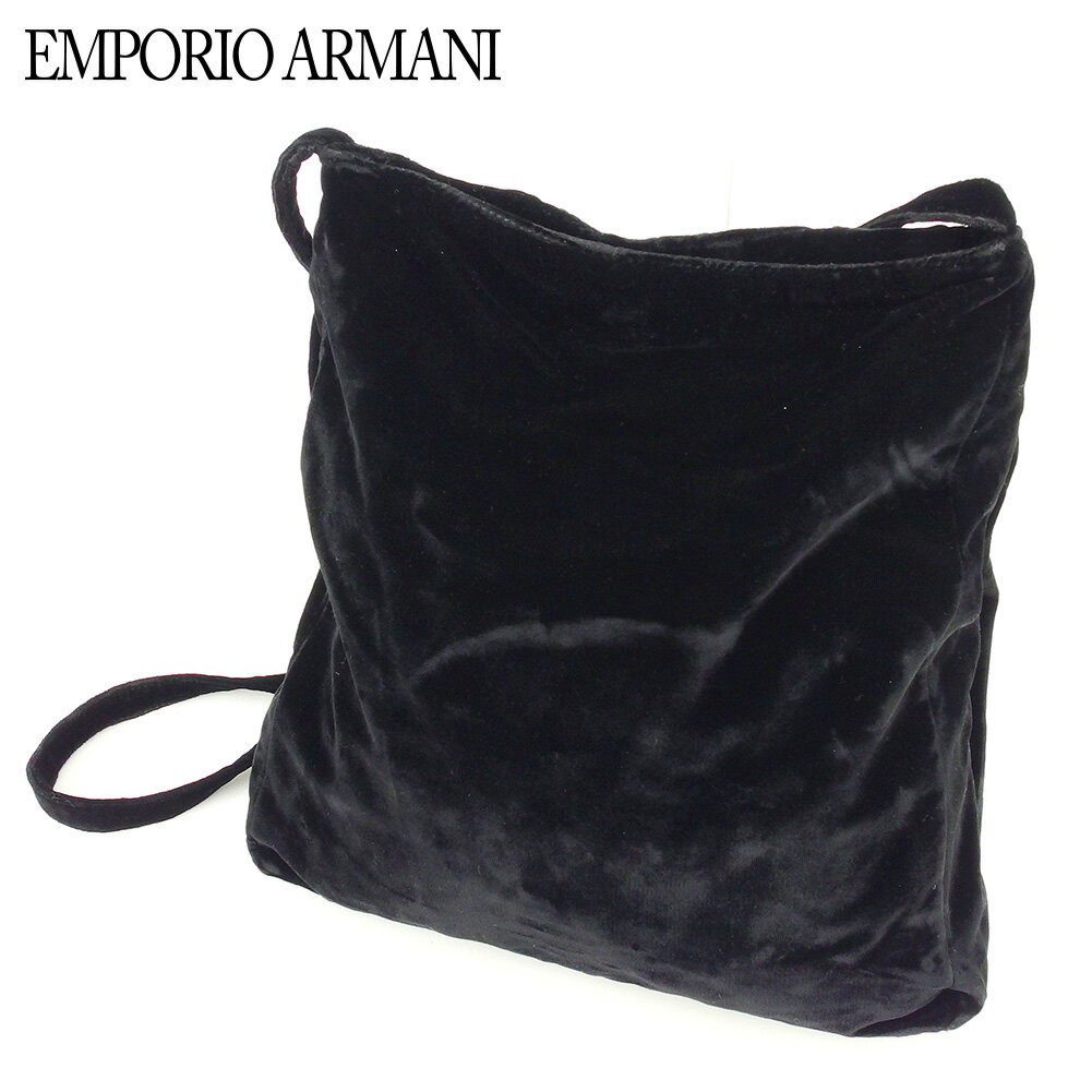 【スプリングセール30％OFF】エンポリオ アルマーニ ショルダーバッグ バック ワンショルダー ブラック ベロア EMPORIO ARMANI バッグ バック 肩掛け 収納バッグ バック 【エンポリオ アルマーニ】 T15474 【中古】