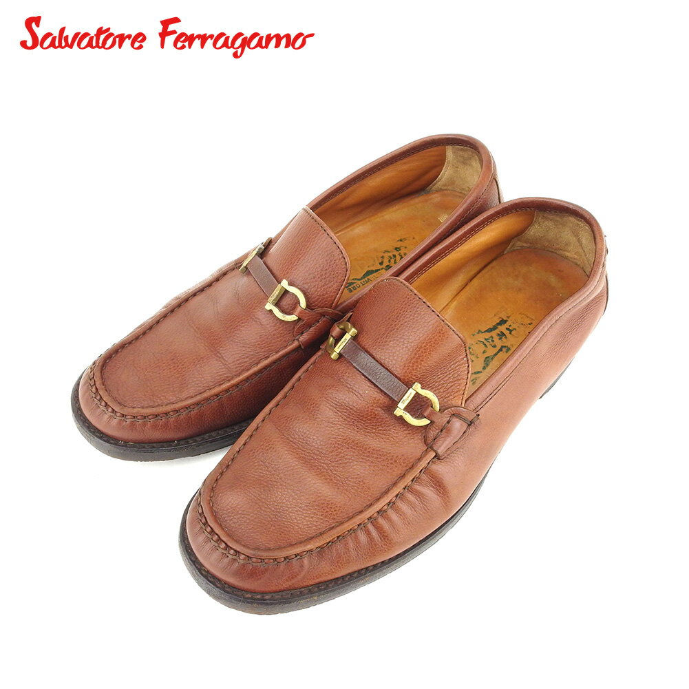 【スプリングセール30％OFF】サルヴァトーレ フェラガモ Salvatore Ferragamo シューズ 靴 メンズ #7ハーフ ブラウン レザー 【フェラガモ】 T14223 【中古】