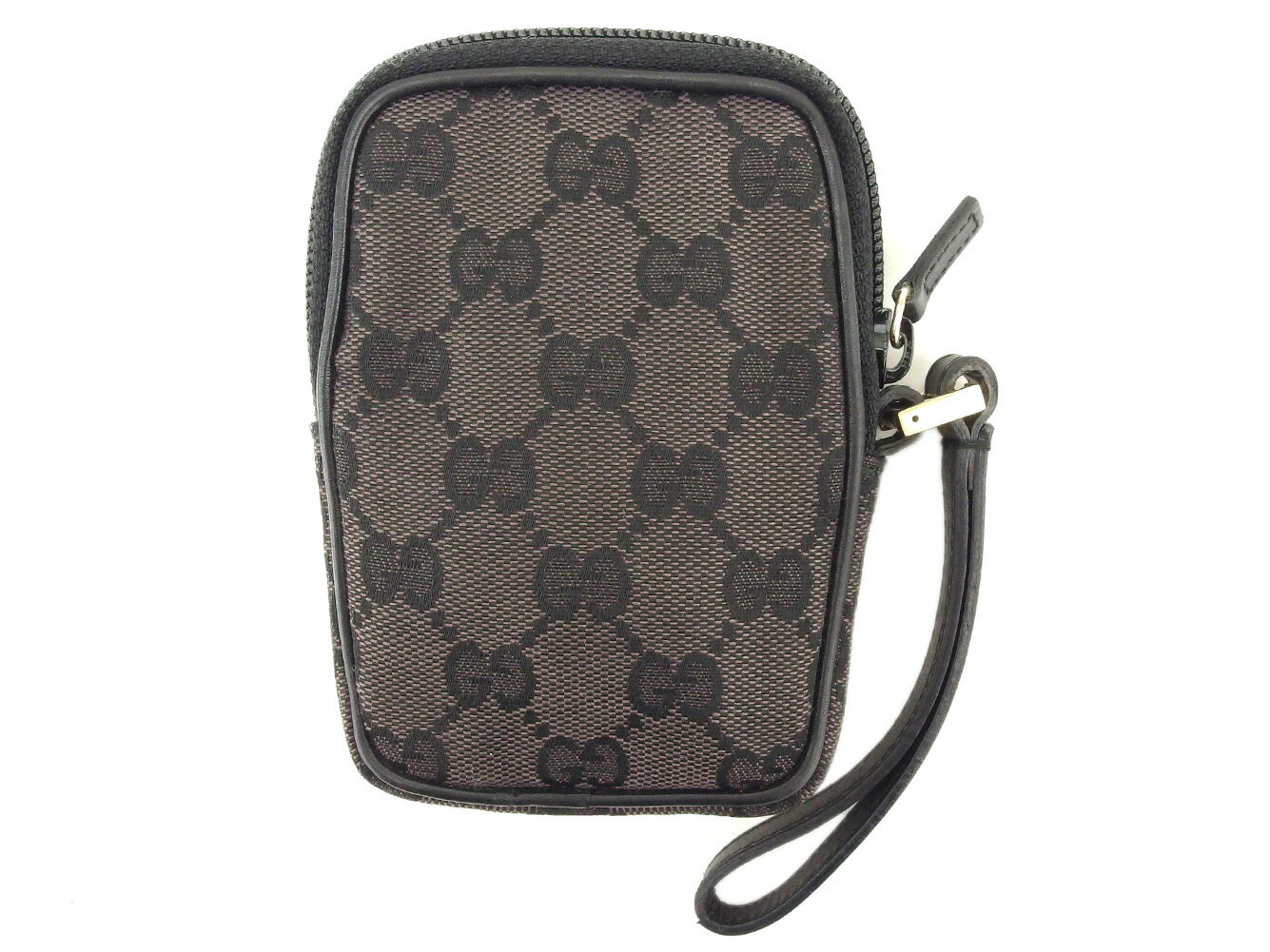 【中古】 グッチ Gucci シガレットケース ポーチ レディース メンズ GG柄 ブラック ブラウン キャンバス×レザー 人気 セール S971