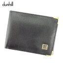 【春の大感謝祭 30％OFF】ダンヒル 二つ折り 財布 ロゴプレート ブラック レザー dunhill 【ダンヒル】 t13283s 【中古】