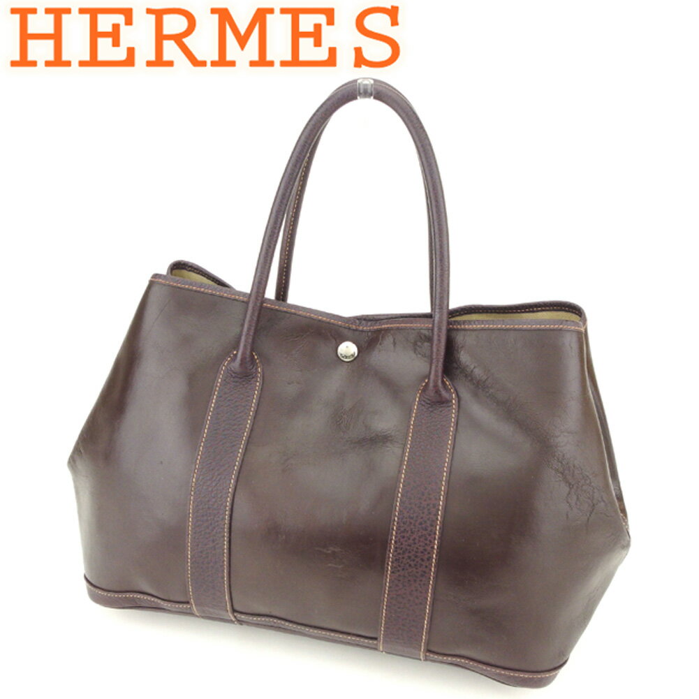 【スプリングセール30％OFF】エルメス トートバッグ バック ワンショルダー ガーデンパーティ PM アマゾニア ブラウン レザー HERMES バック 収納 ファッションバッグ バック 手持ちバッグ バック 【エルメス】 T8562 【中古】