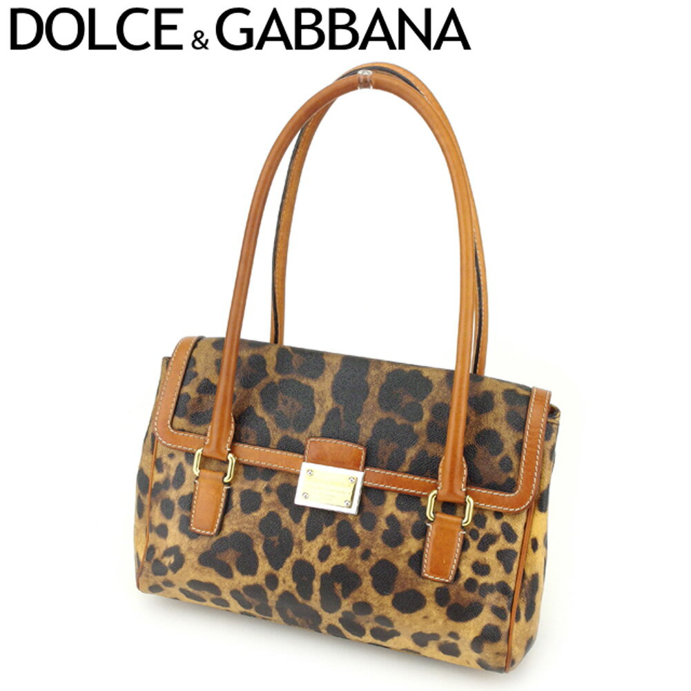 【スプリングセール30％OFF】ドルチェ&ガッバーナ DOLCE&GABBANA トートバッグ ショルダーバッグ ドルガバ レオパード ヒョウ レディース メンズ ベージュ ブラウン ブラック系 クリスマス プレゼント バック 人気 収納 兼用 【ドルチェ&ガッバーナ】 T8683 【中古】