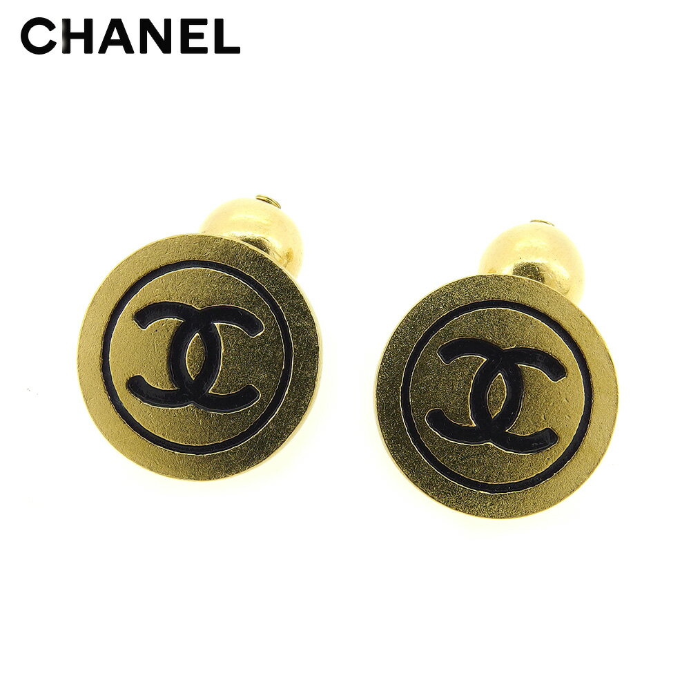 【スプリングセール30％OFF】シャネル カフス ココマーク ゴールド ブラック ゴールド素材 CHANEL 【シャネル】 t8794s 【中古】