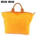 【スプリングセール】ミュウミュウ トートバッグ バック ハンドバッグ バック オレンジ キャンバス×レザー miu miu 【ミュウミュウ】 t9283s 【中...