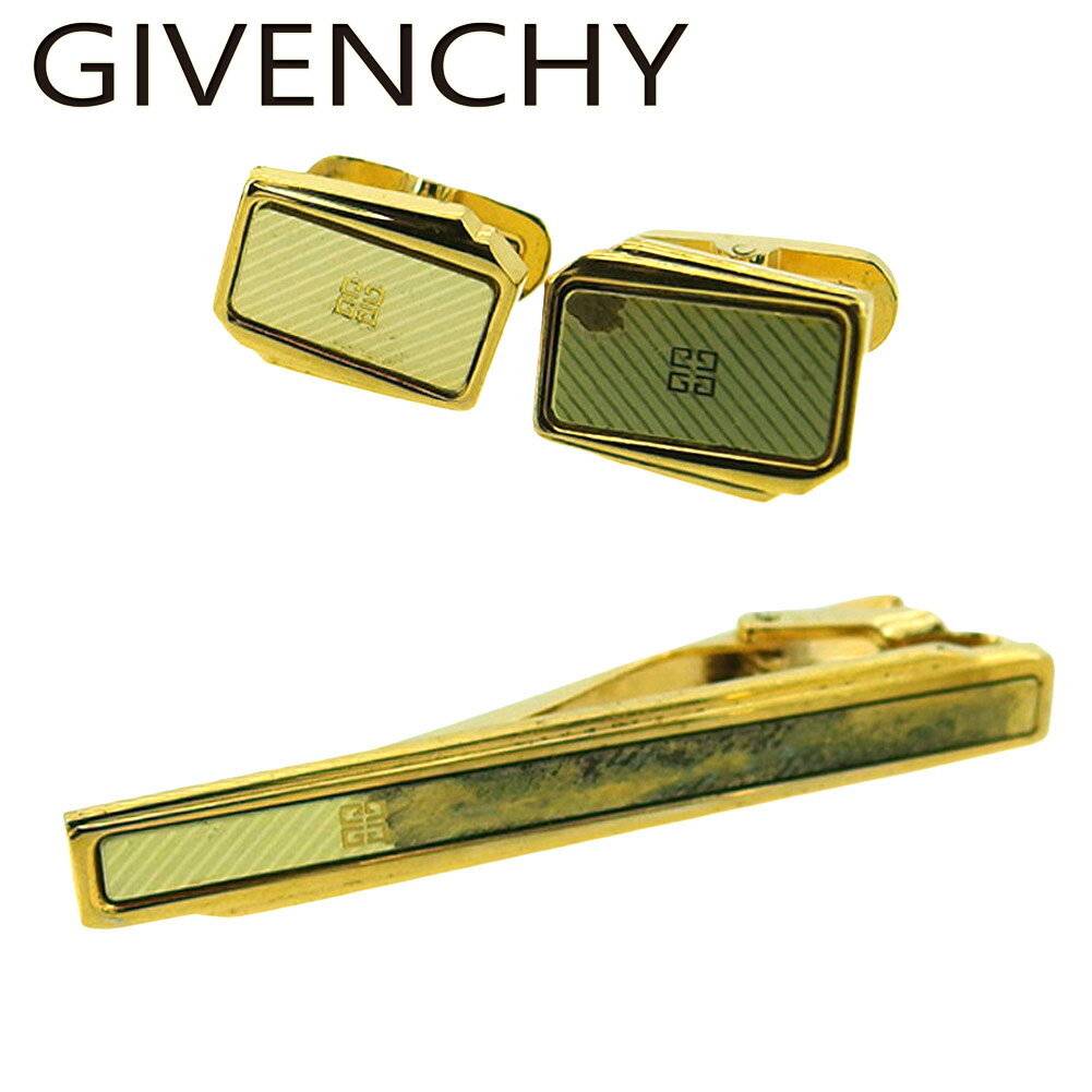 【楽天スーパーSALE 最大50%OFF】ジバンシィ カフス タイピン カフリンクス ネクタイピン メンズ 4Gロゴマーク 2アイテムセット ゴールド ゴールド...