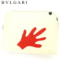 【冬のTHEセール 30%OFF】ブルガリ BVLGARI ポーチ 化粧ポーチ レディース メンズ MANI AL VENTO ベージュ レッド ブラック シルバー キャンバス 【ブルガリ】 C3732 【中古】