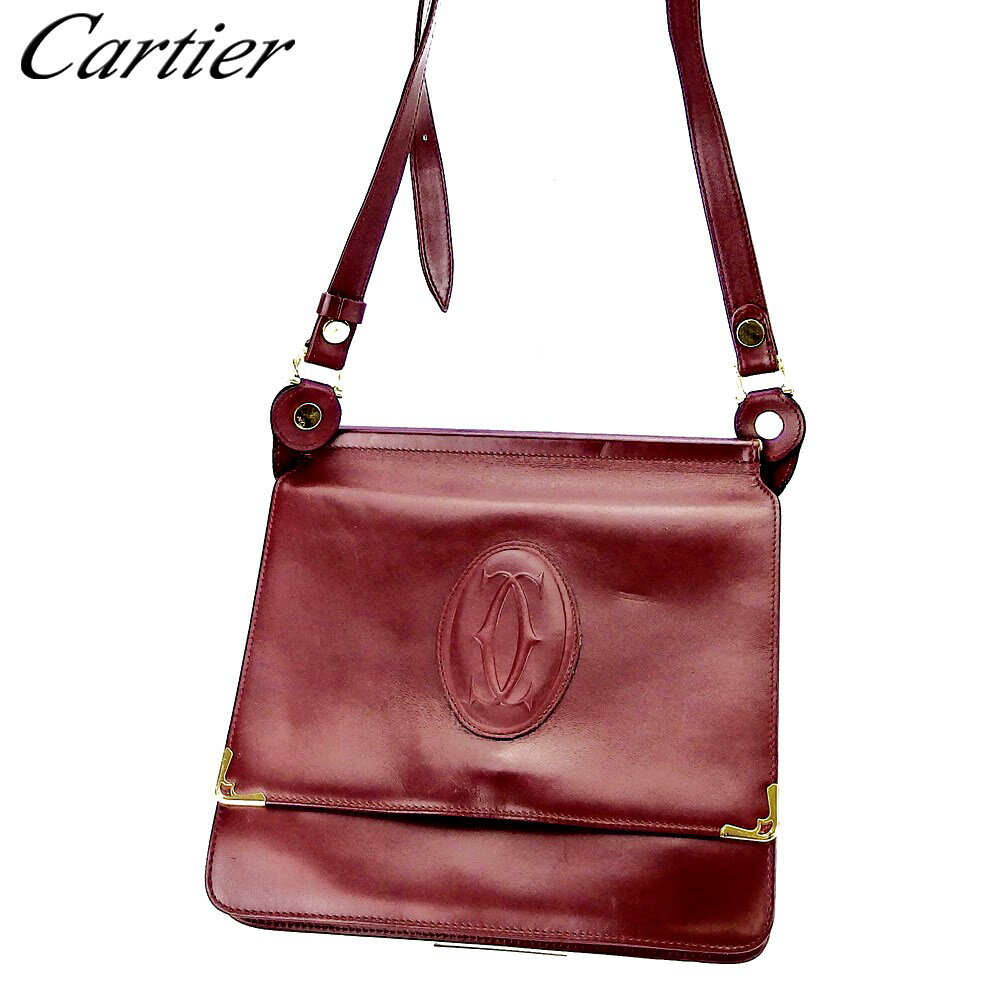 【4100円オフクーポン】 【中古】 カルティエ Cartier ショルダーバッグ 斜めがけショルダー バッグ マストライン Wフラップ t16550_b ★