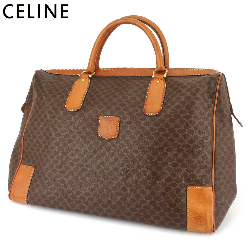 【スプリングセール】セリーヌ ボストンバッグ バック トラベルバッグ バック レディース メンズ マカダム ブラウン PVC×レザー CELINE 【セリーヌ】 T16577 【中古】