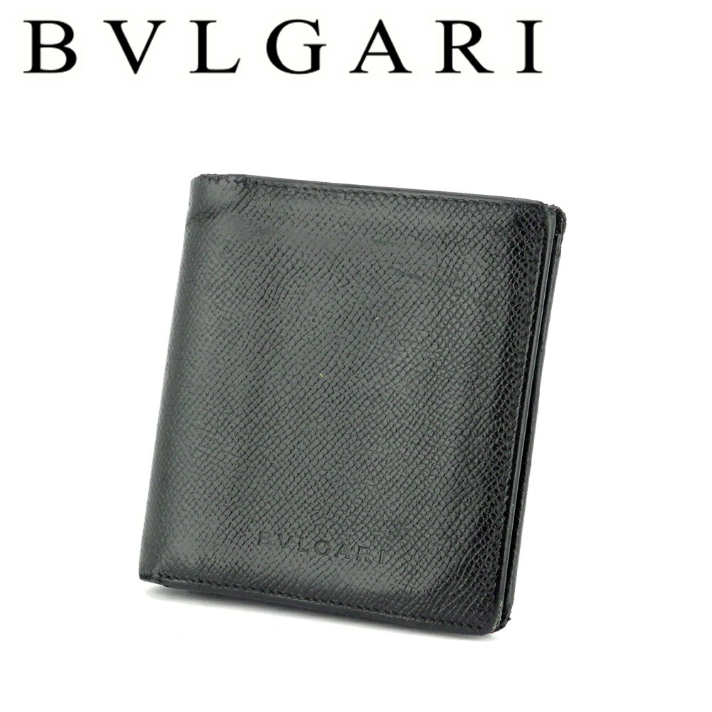 【スプリングセール30％OFF】ブルガリ 二つ折り 財布 コンパクト 財布 レディース メンズ ブラック レザー BVLGARI 二つ折りサイフ 財布 サイフ 収納ブランド財布 ユニセックス 小物 【ブルガリ】 T17963 【中古】