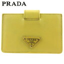 【新春初売り】プラダ カードケース カード 名刺入れ レディース トライアングルロゴ イエロー ゴールド サフィアーノレザー PRADA 【プラダ】 c3883s 【中古】