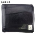 【春の大感謝祭 30％OFF】グッチ 二つ折り 財布 ミニ財布 メンズ ロゴプレート ブラック シルバー レザー GUCCI 【グッチ】 c3920s 【中古】