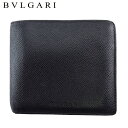 【春の大感謝祭 30％OFF】ブルガリ 二つ折り 財布 ミニ財布 メンズ クラシコ ブラック レザー BVLGARI T19679 【中古】