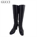 【スプリングセール】【中古】 グッチ ブーツ シューズ 靴 レディース ブラック レザー GUCCI T21145