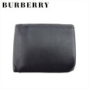 【春の大感謝祭 30％OFF】バーバリー 二つ折り 財布 二つ折り 財布 メンズ ブラック 型押しレザー BURBERRY T21703 ★ 【中古】