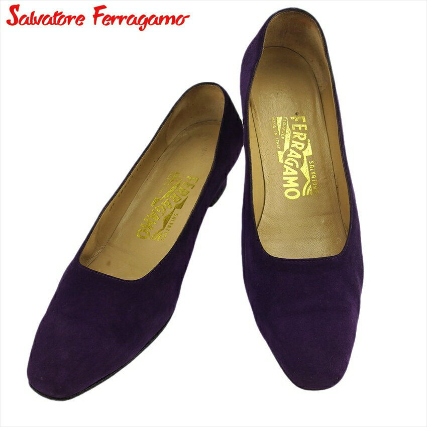 【スプリングセール30％OFF】【中古】 サルヴァトーレ フェラガモ パンプス シューズ 靴 パープル スエード Salvatore Ferragamo T21723