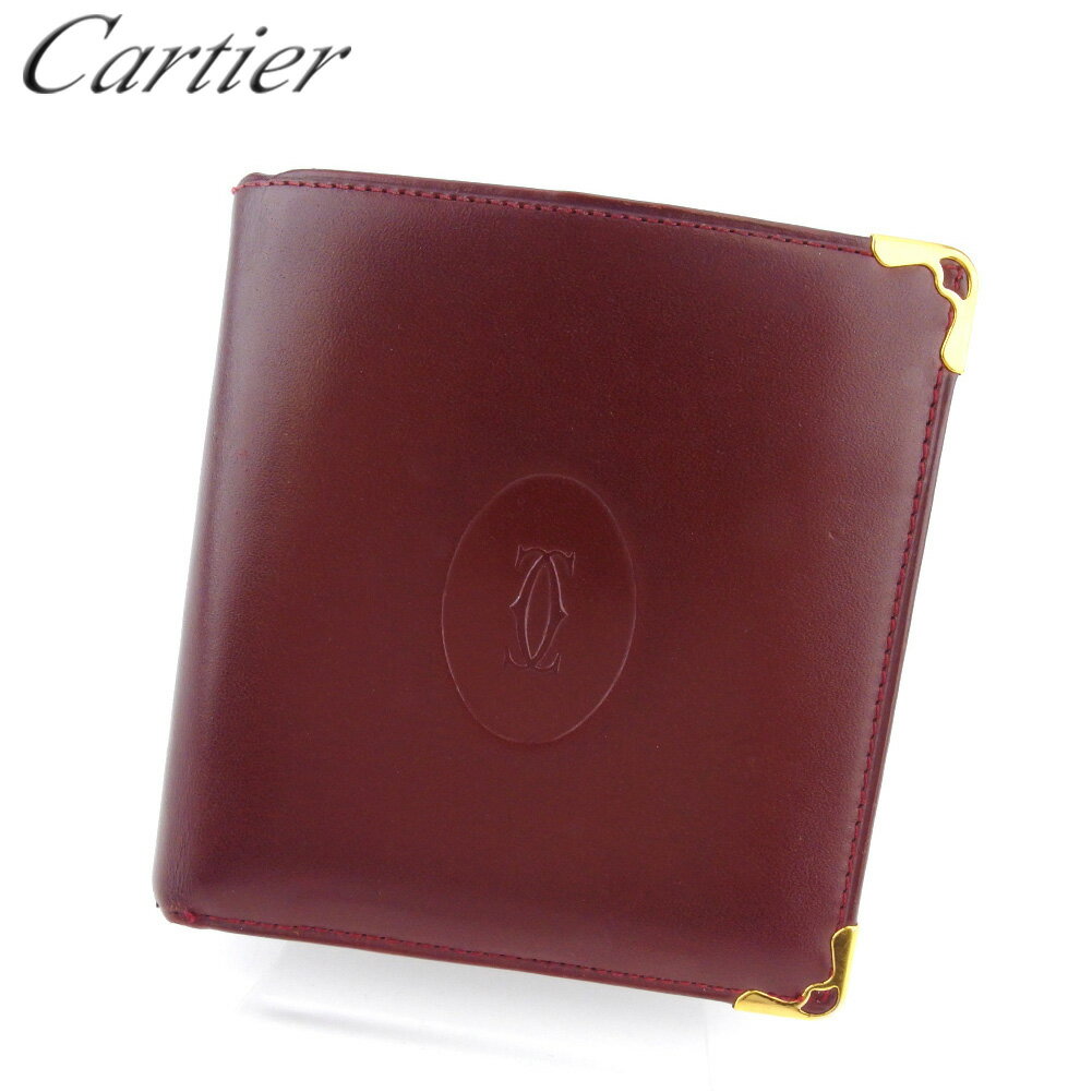 【スプリングセール30％OFF】カルティエ 二つ折り 財布 財布 レディース メンズ マストライン ボルドー レザー Cartier 【カルティエ】 D2238 【中古】