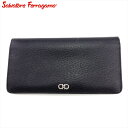 サルヴァトーレ フェラガモ 長財布 ファスナー付き 財布 メンズ ガンチーニ ブラック シルバー レザー Salvatore Ferragamo d2523s 【中古】