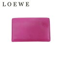 【スプリングセール】【中古】 ロエベ カードケース 名刺入れ レディース アナグラム ピンク ベージュ ナッパレザー LOEWE D2584
