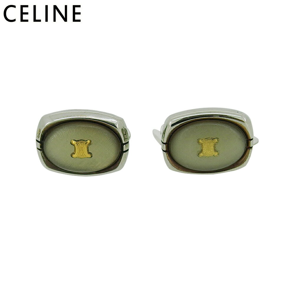 【楽天スーパーSALE 最大50%OFF】【中古】 セリーヌ カフス カフリンクス メンズ スウィヴル式 トリオンフマーク シルバー ゴールド ベージュ シルバ...